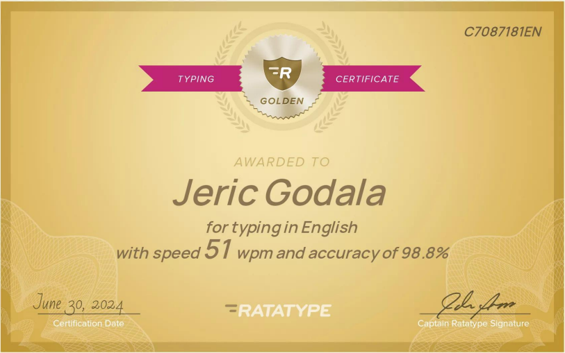 Typing Speed Certificate