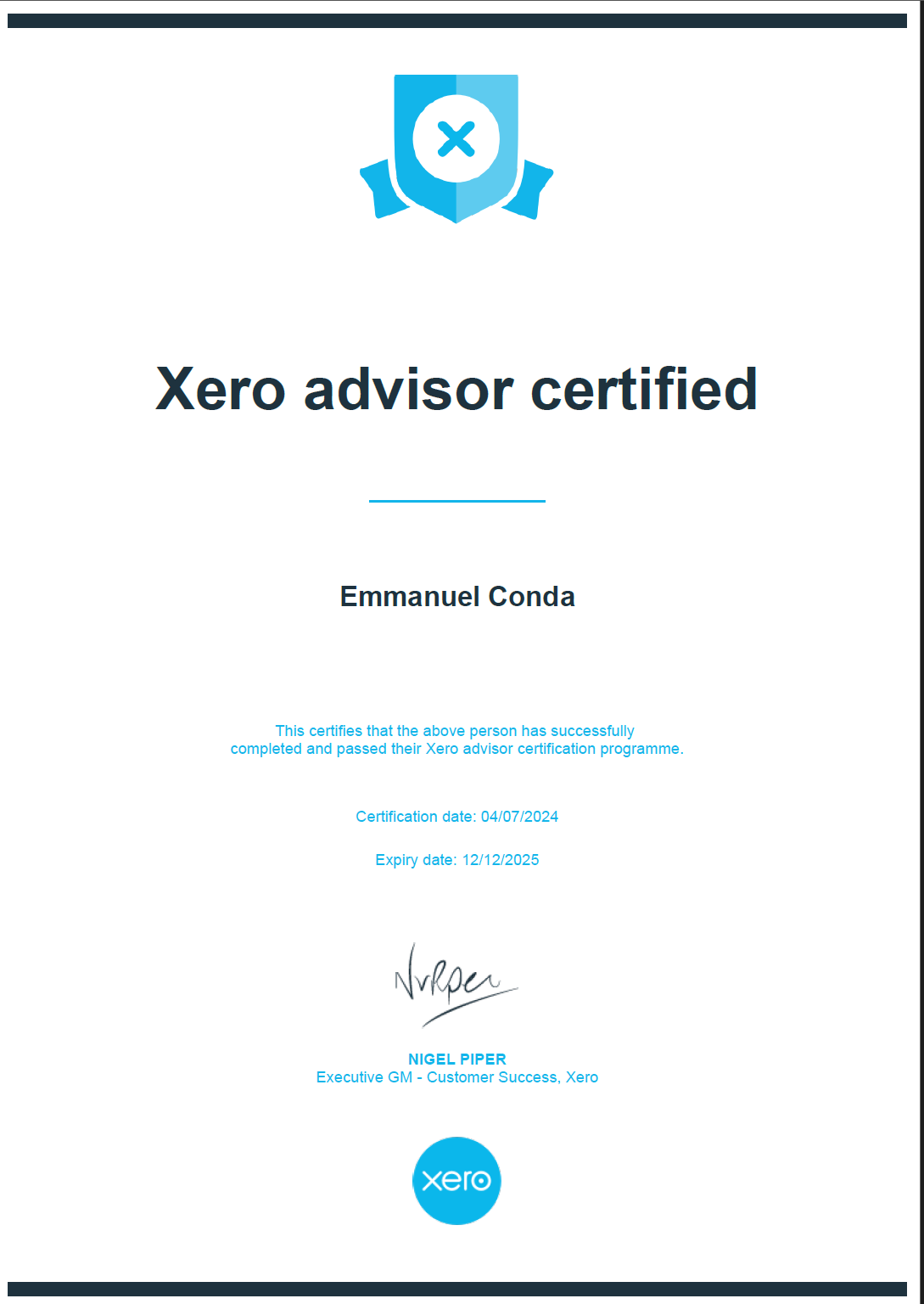 Xero Advisor Certificate