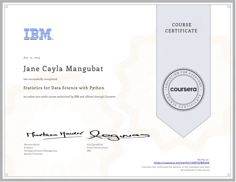 Statistics for Data Science with Python - IBM