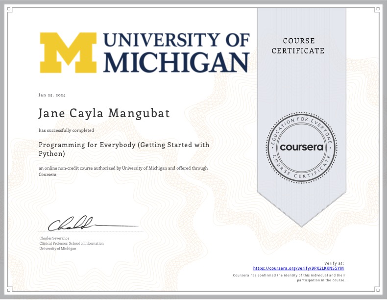 Programming for Everybody (Getting Started with Python) - University of Michigan