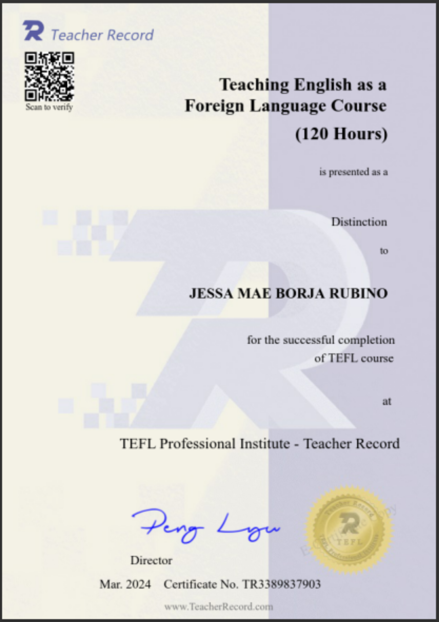 TEFL CERTIFICATE