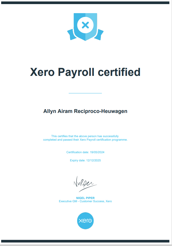 Xero Payroll Certified