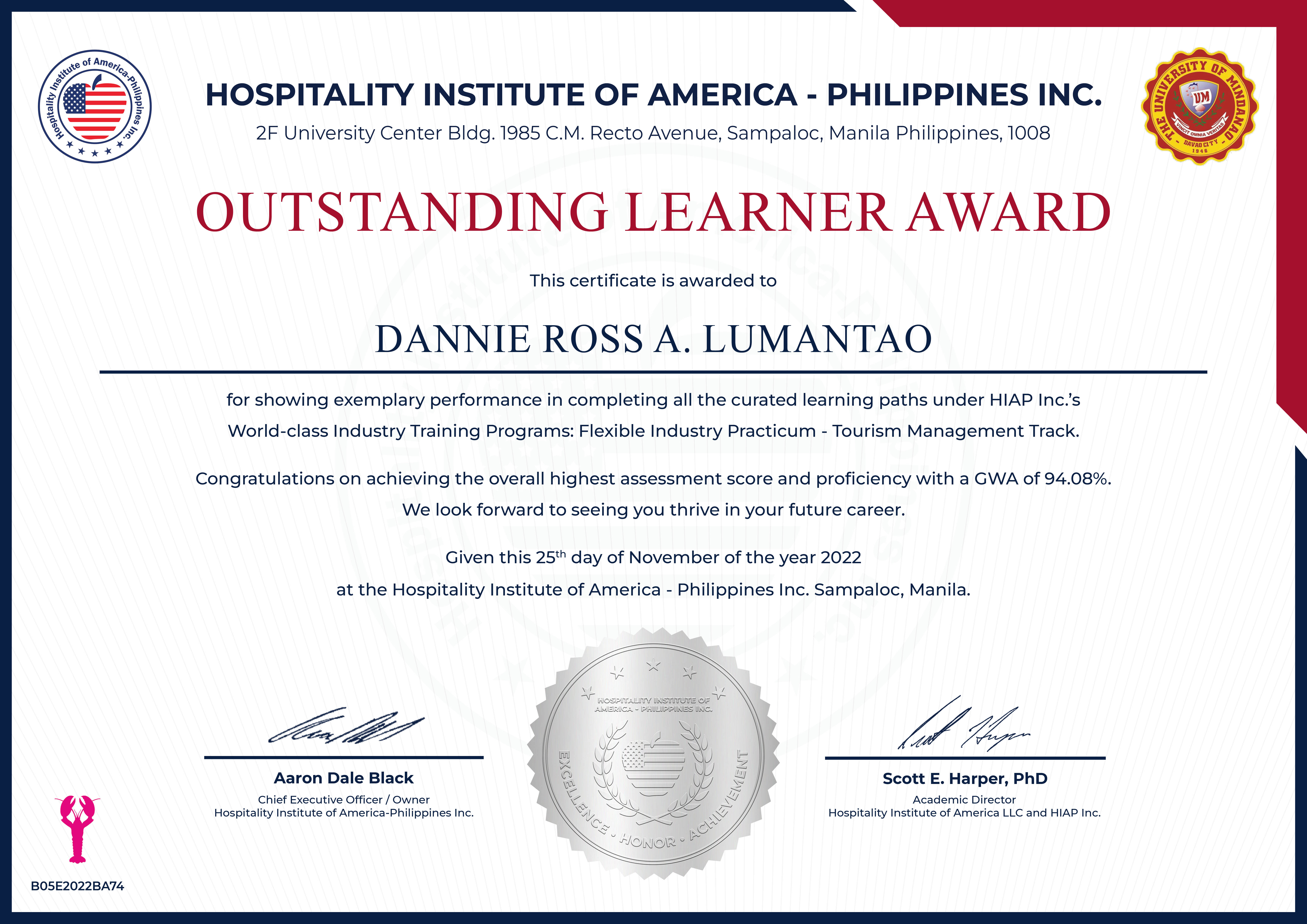 HIAP World-class Industry Training Programs: Flexible Industry Practicum - Tourism Management Track (Silver Award)