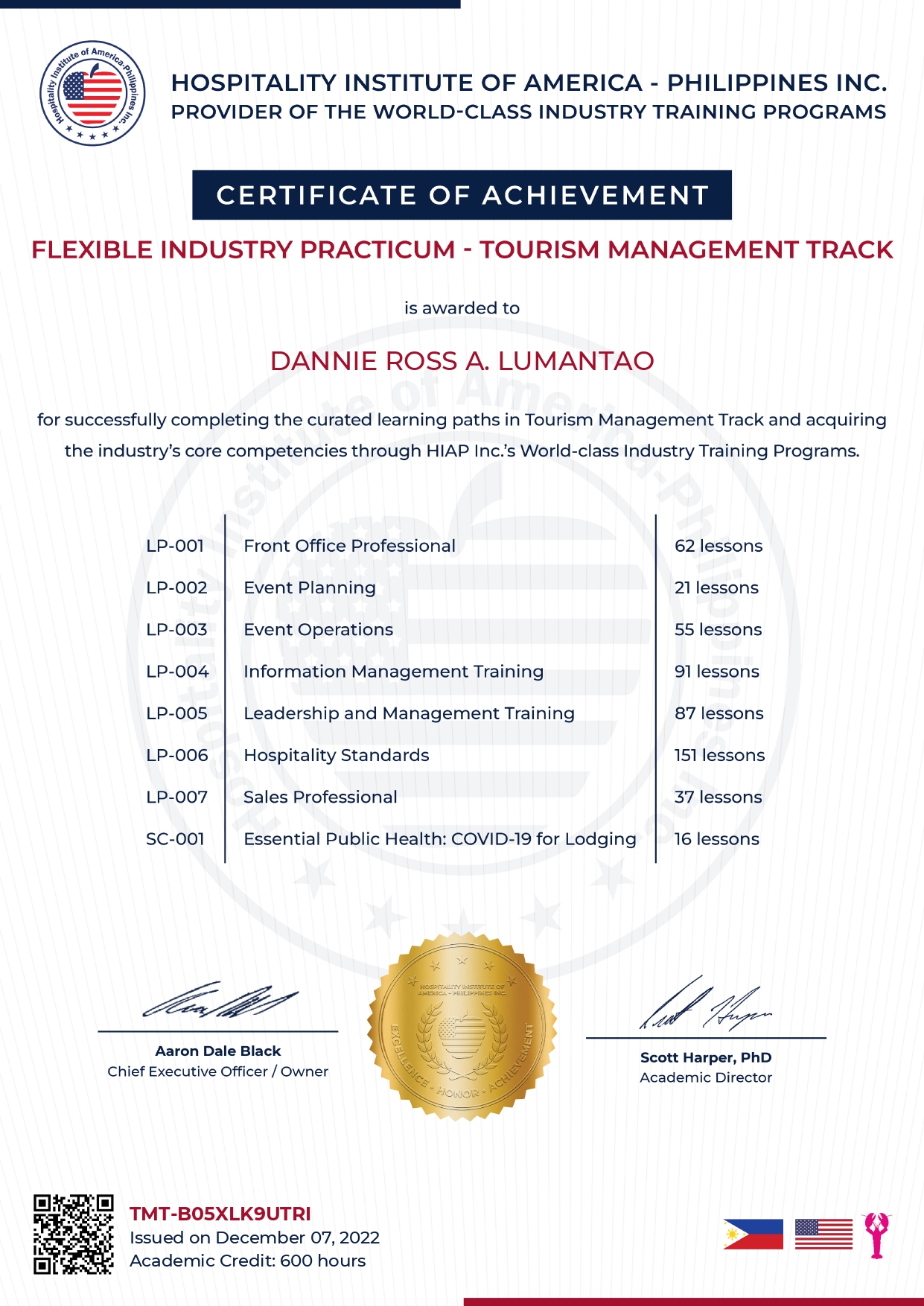 HIAP Flexible Industry Practicum - Tourism Management Track