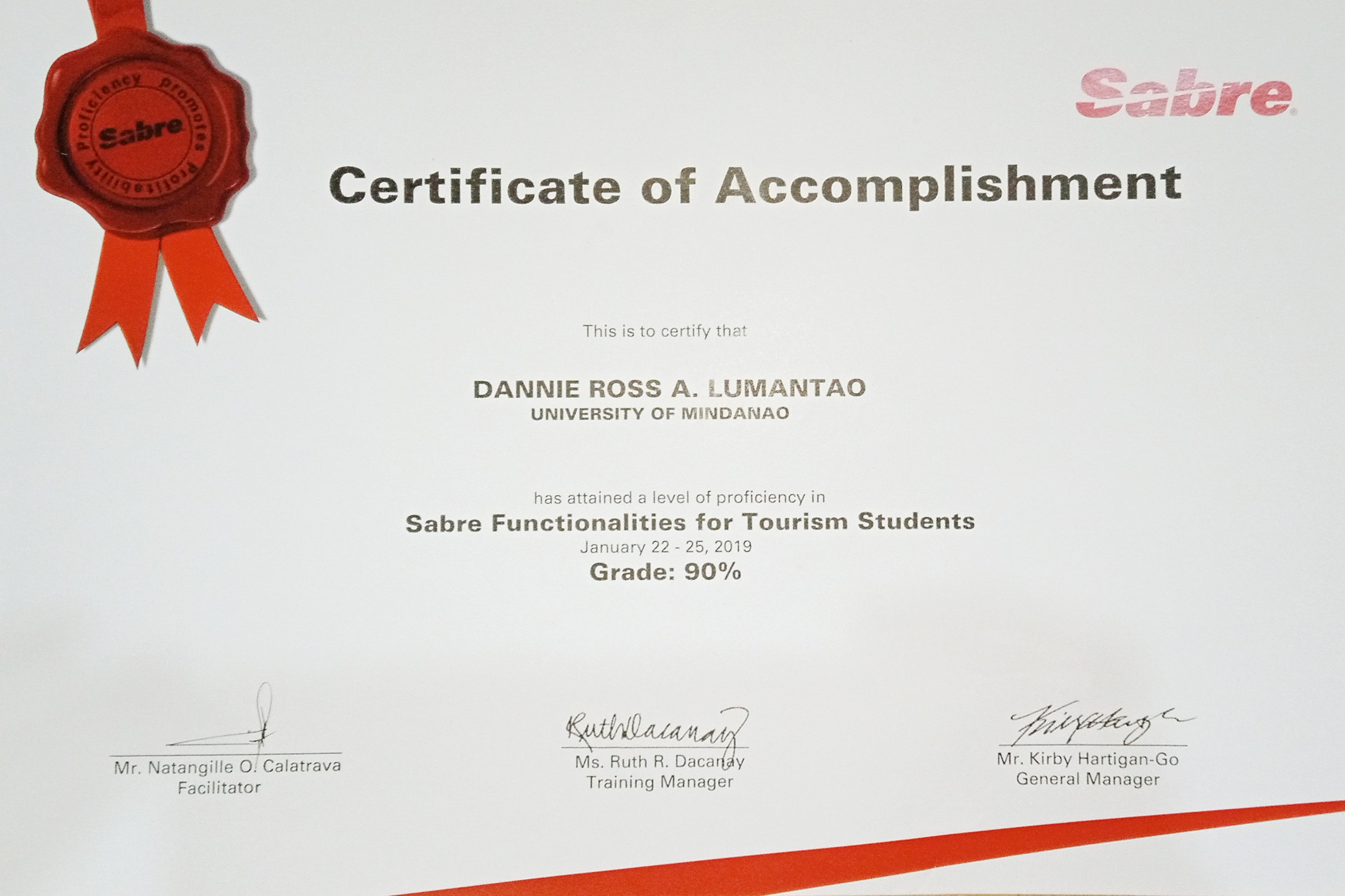 Sabre Functionalities for Tourism Students