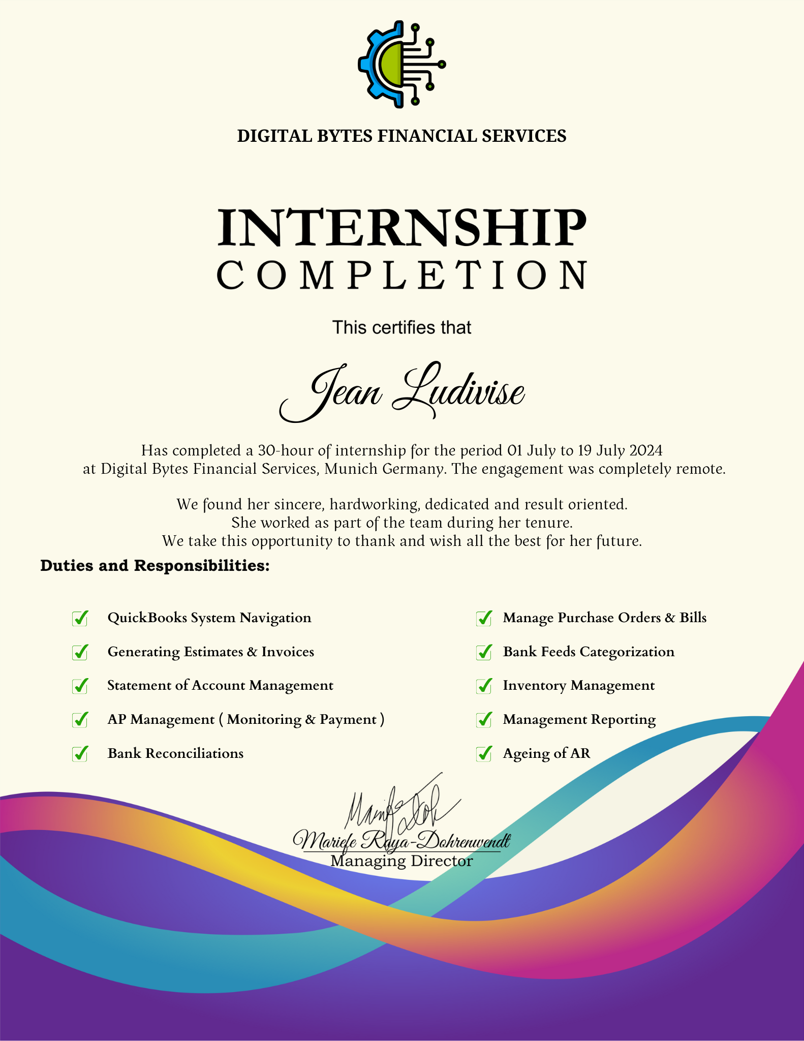 Internship Certificate