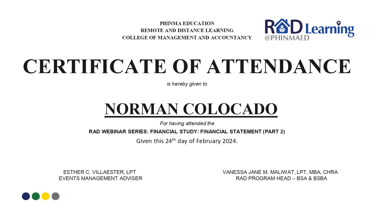 RAD WEBINAR SERIES: Financial Study, Financial Statement (Part 2)