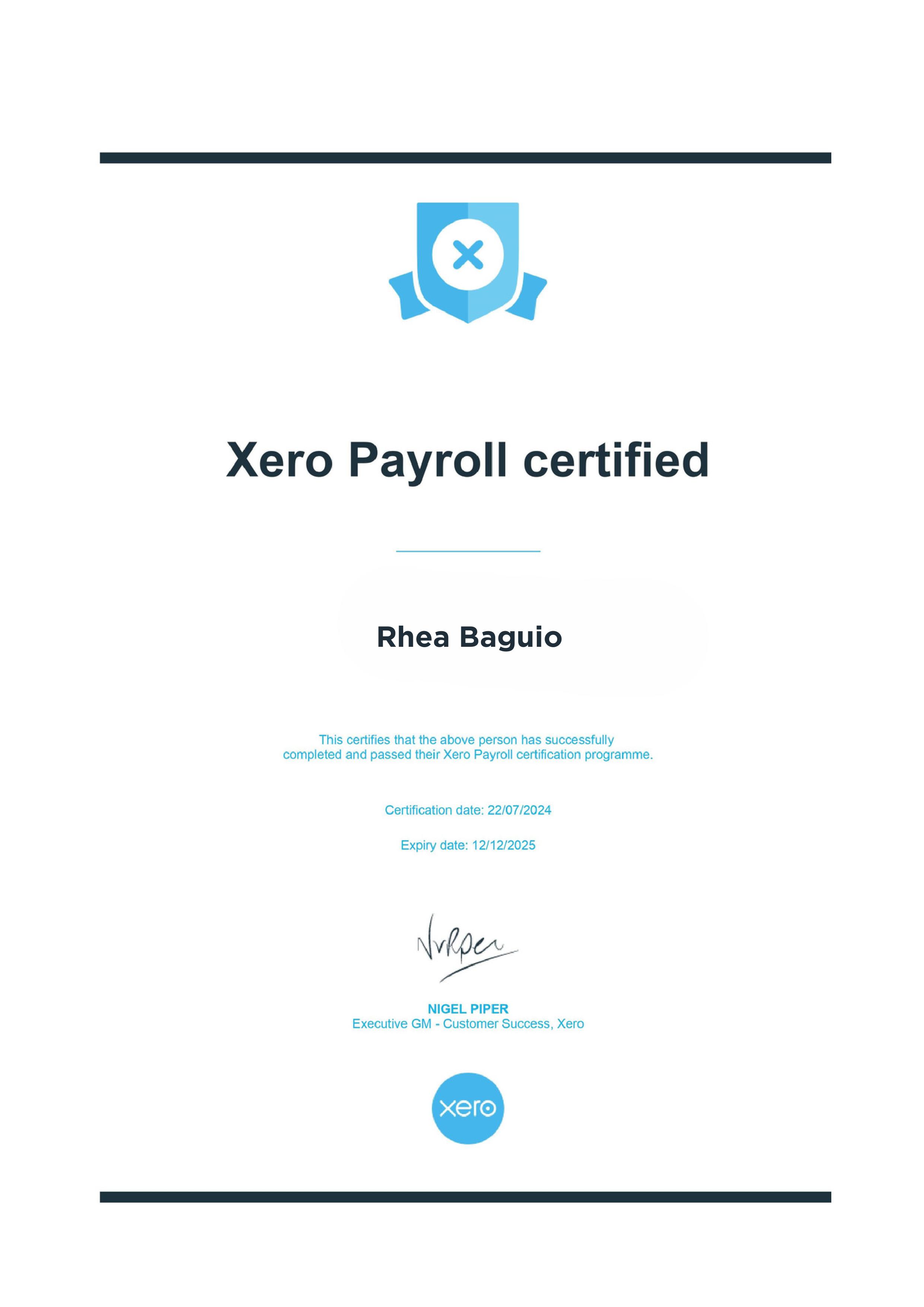 Xero Payroll Certified