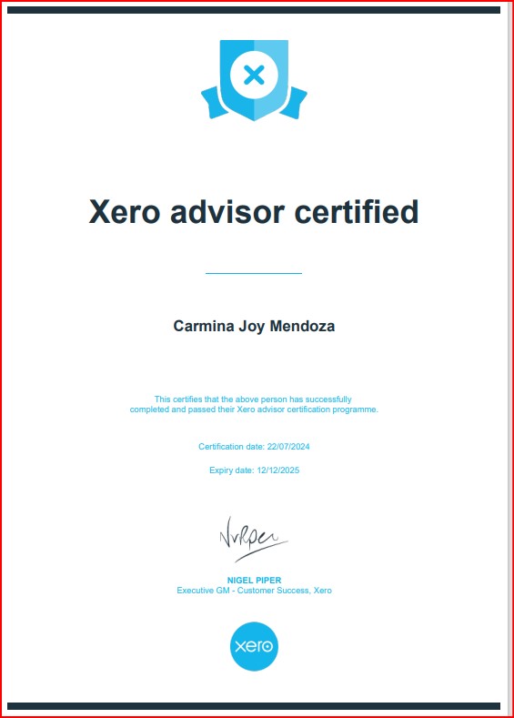 Xero Advisor Certified