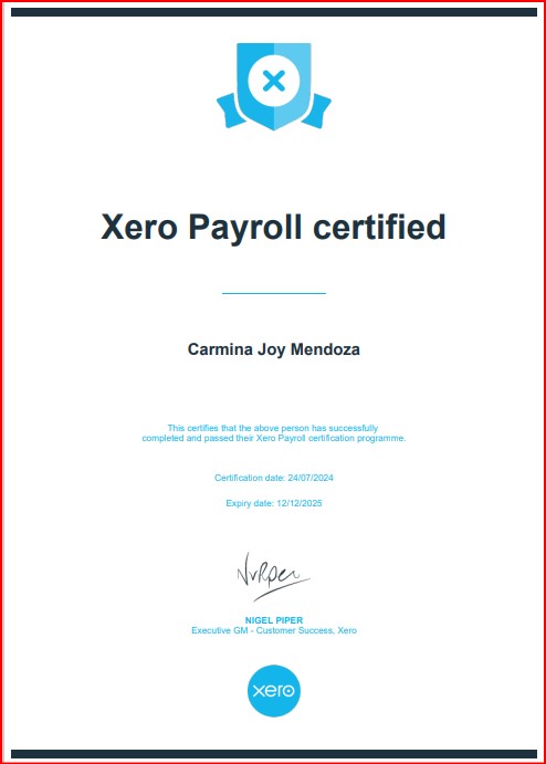 Xero Payroll Certified