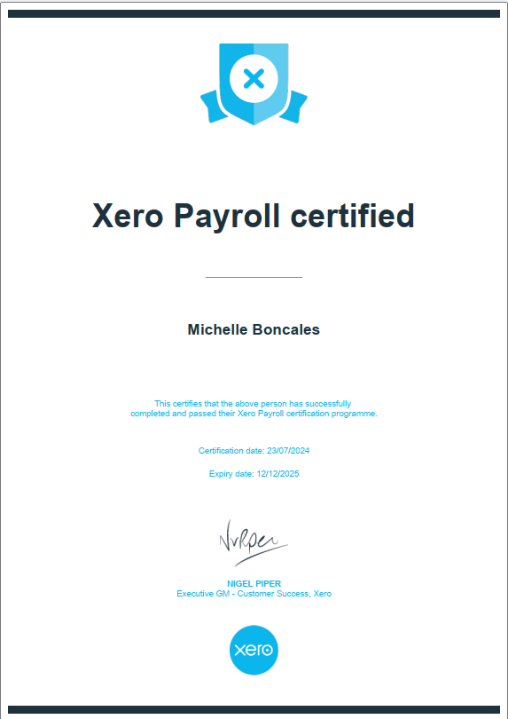 Xero Payroll Certified