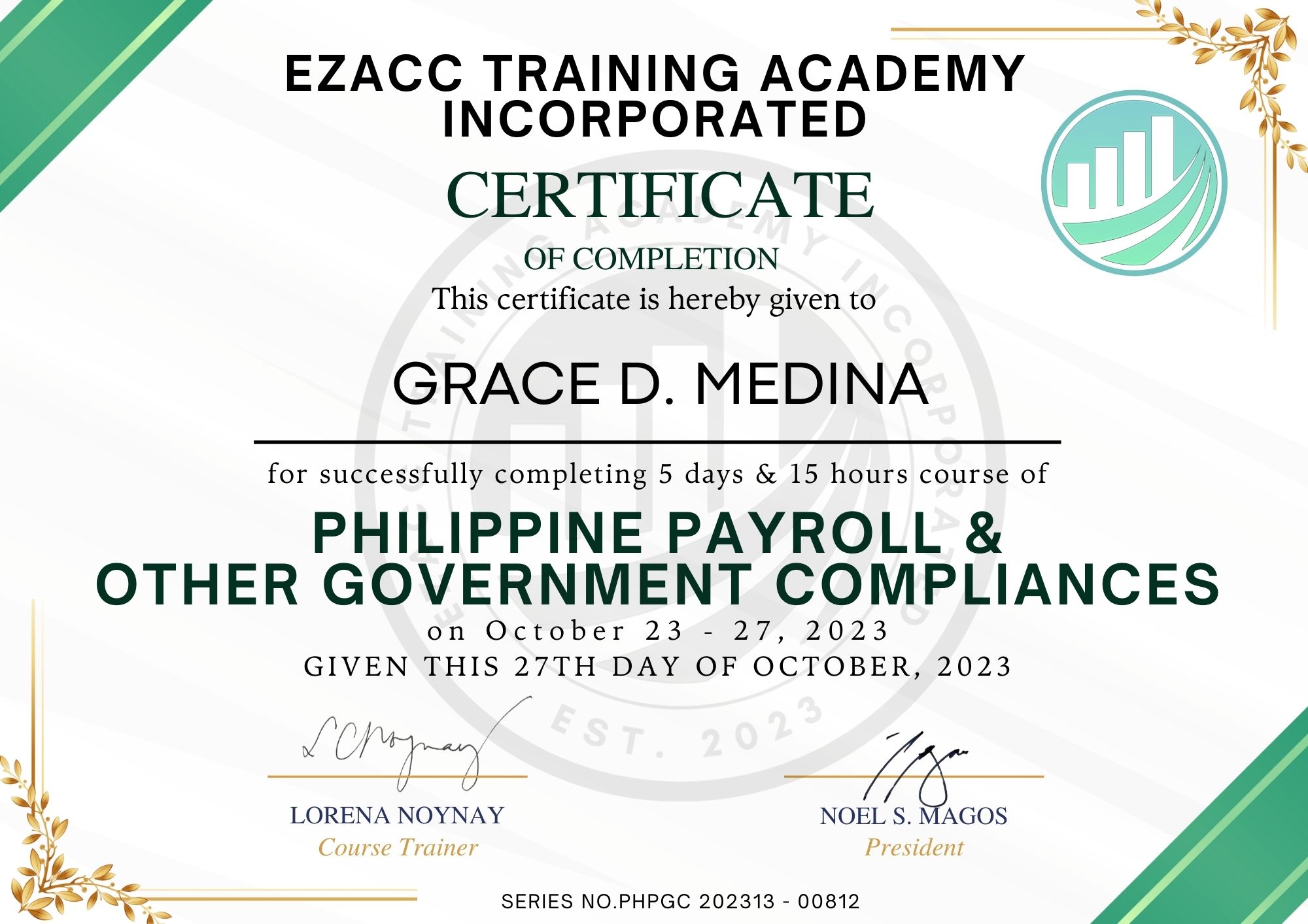 PHILIPPINE PAYROLL & OTHER GOVERNMENT COMPLIANCES CERTIFICATE