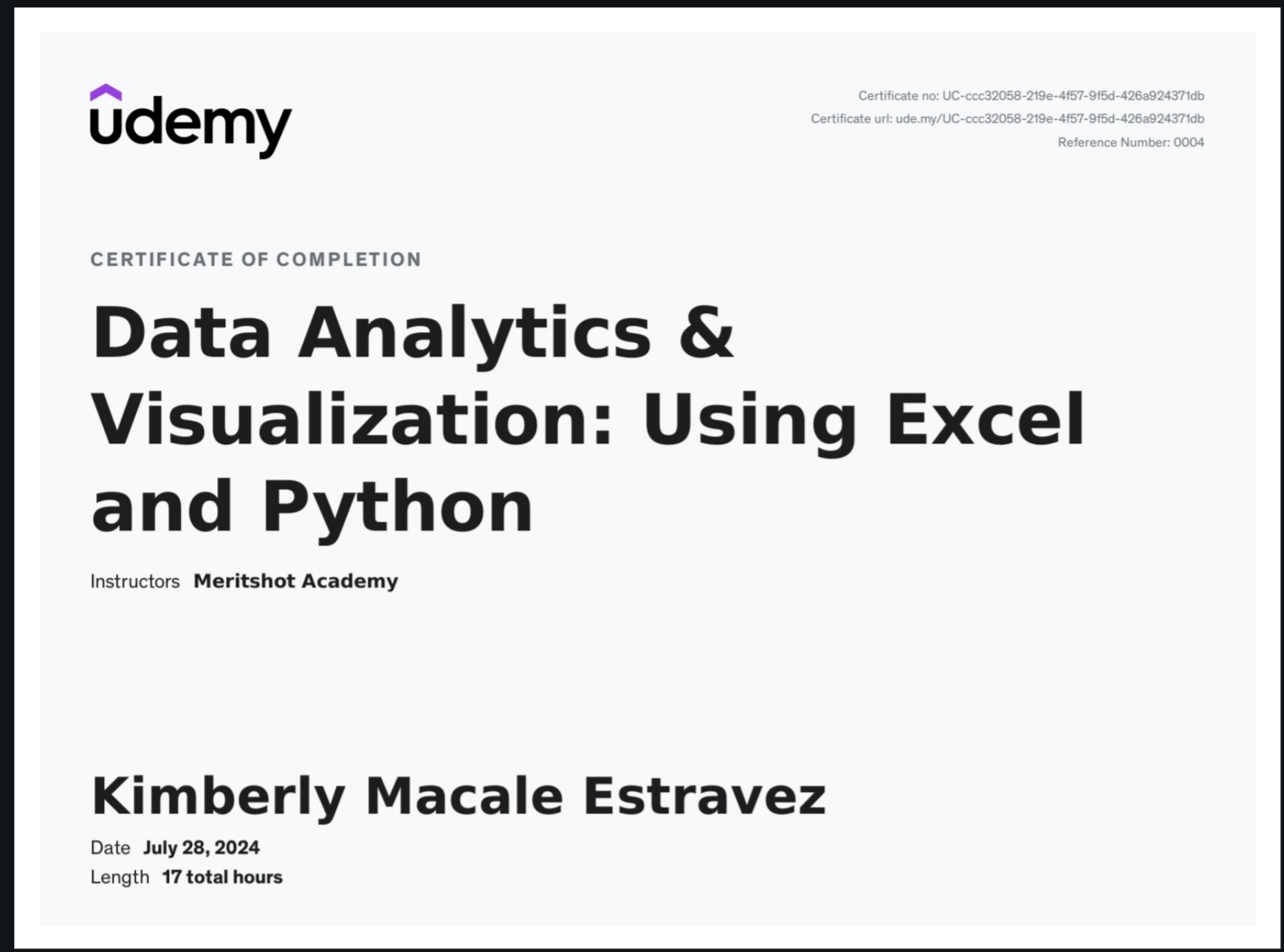 DATA ANALYTICS & VISUALIZATION USING EXCEL