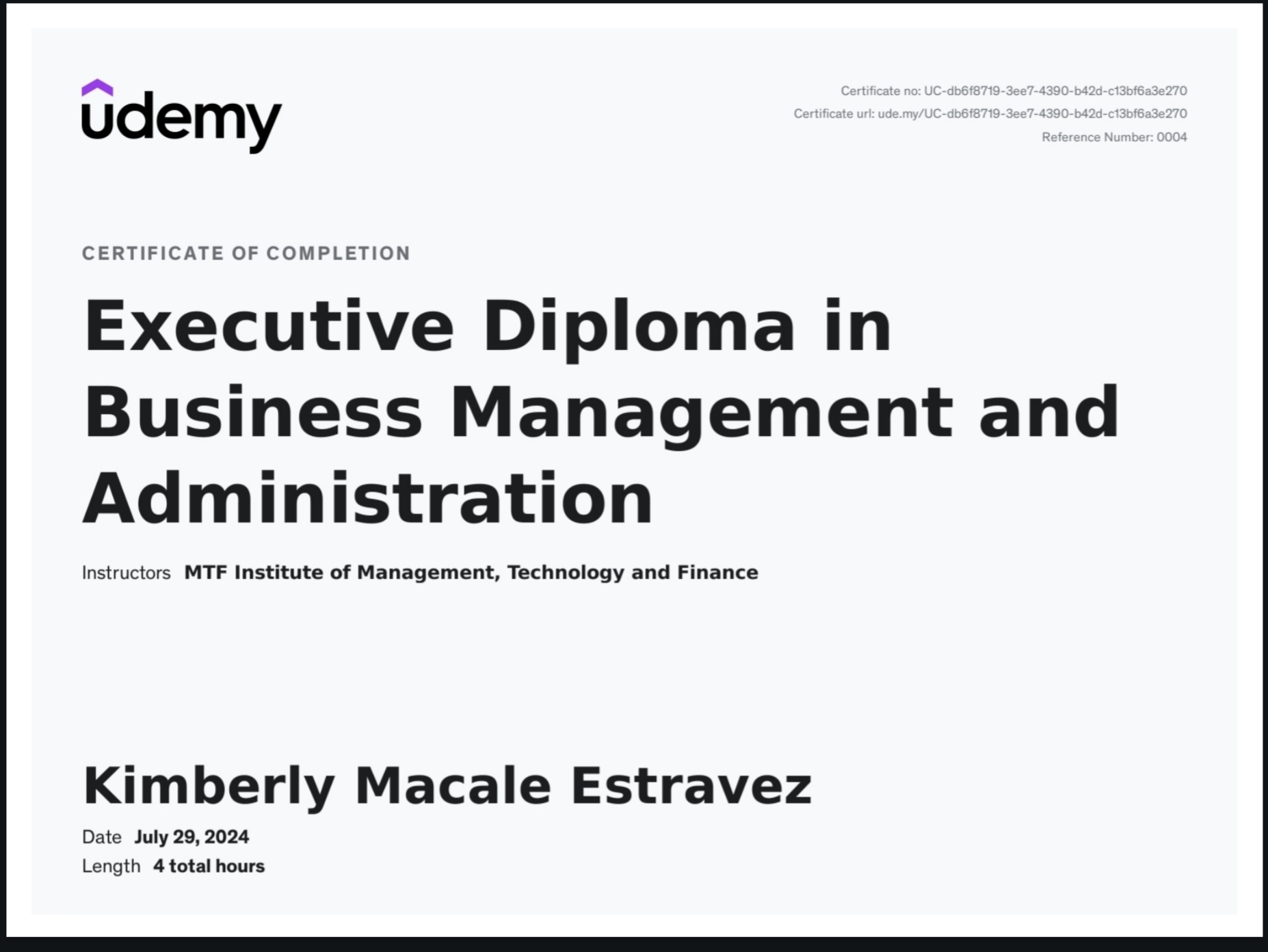 Executive Diploma in Business Management and Administration