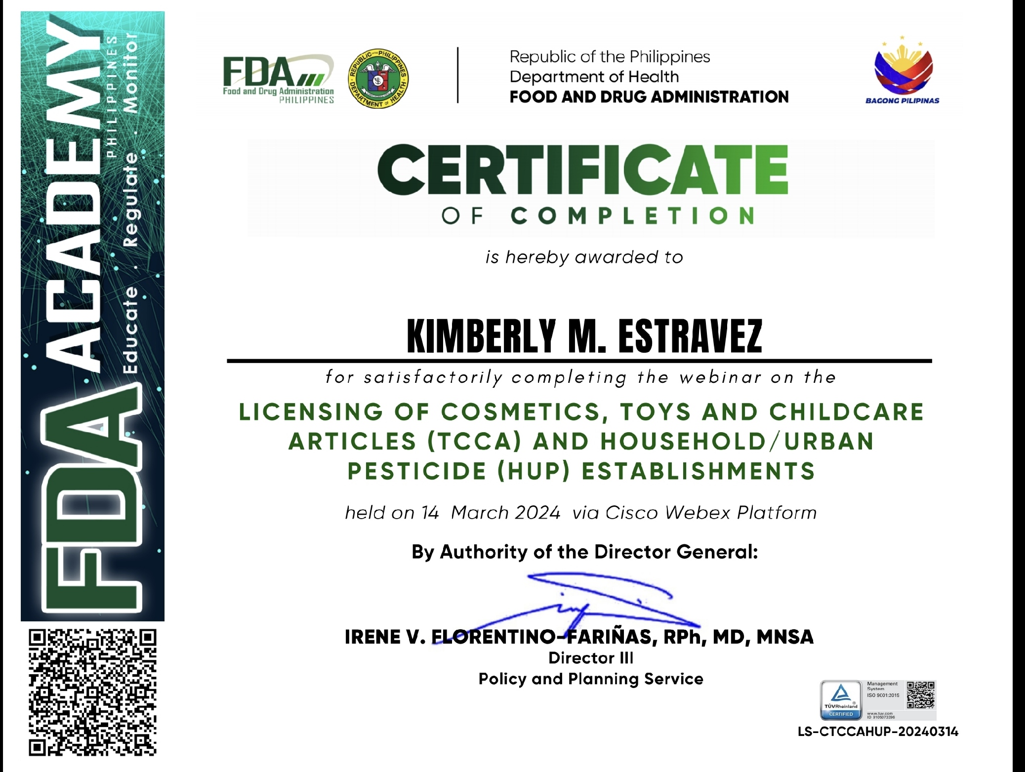 FDA Certificate