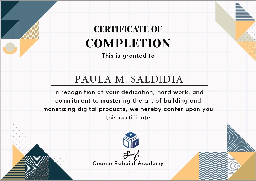 Course Rebuild Academy Certificate