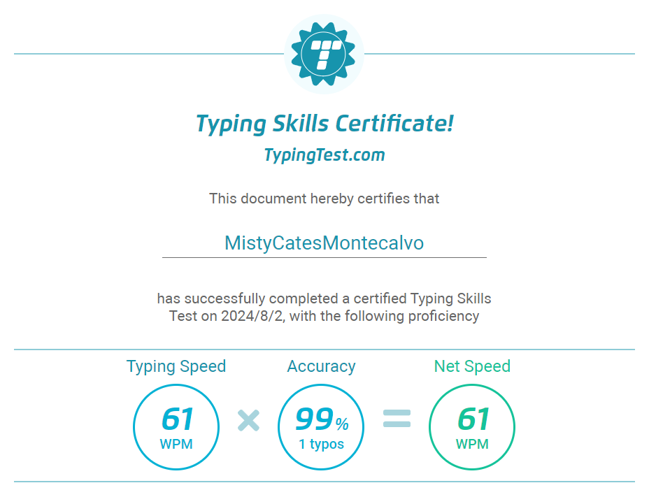 Typing Skills Certificate