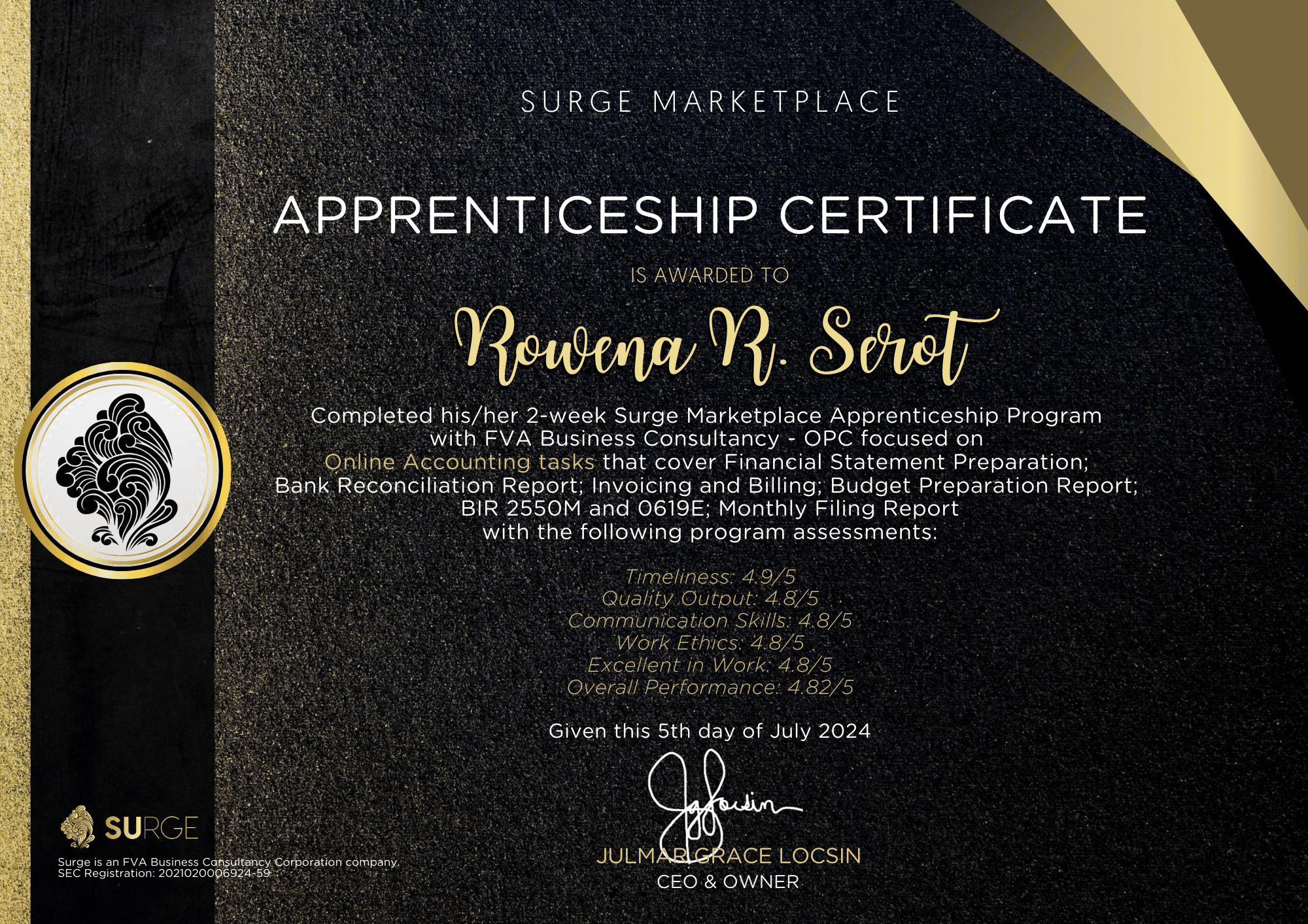 Surge Marketplace Apprenticeship Cert