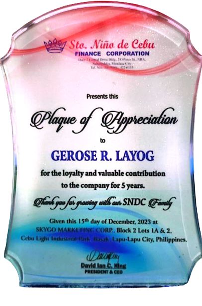 Plaque of Appreciation