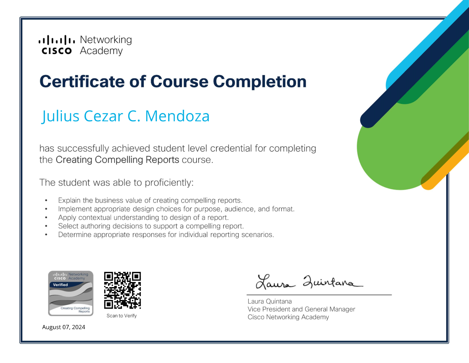 CREATING COMPELLING REPORTS COURSE