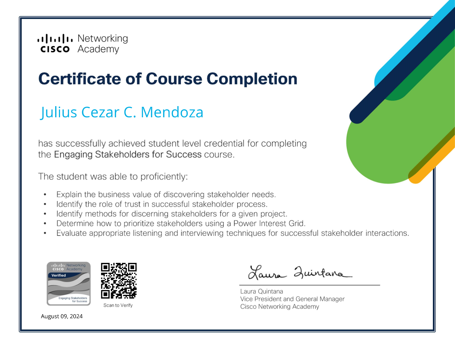 ENGAGING STAKEHOLDERS FOR SUCCESS COURSE