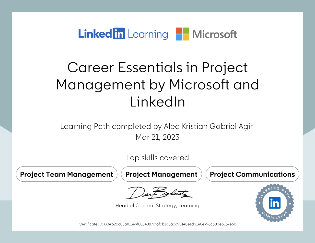 Career Essentials in Project Management by Microsoft and LinkedIn