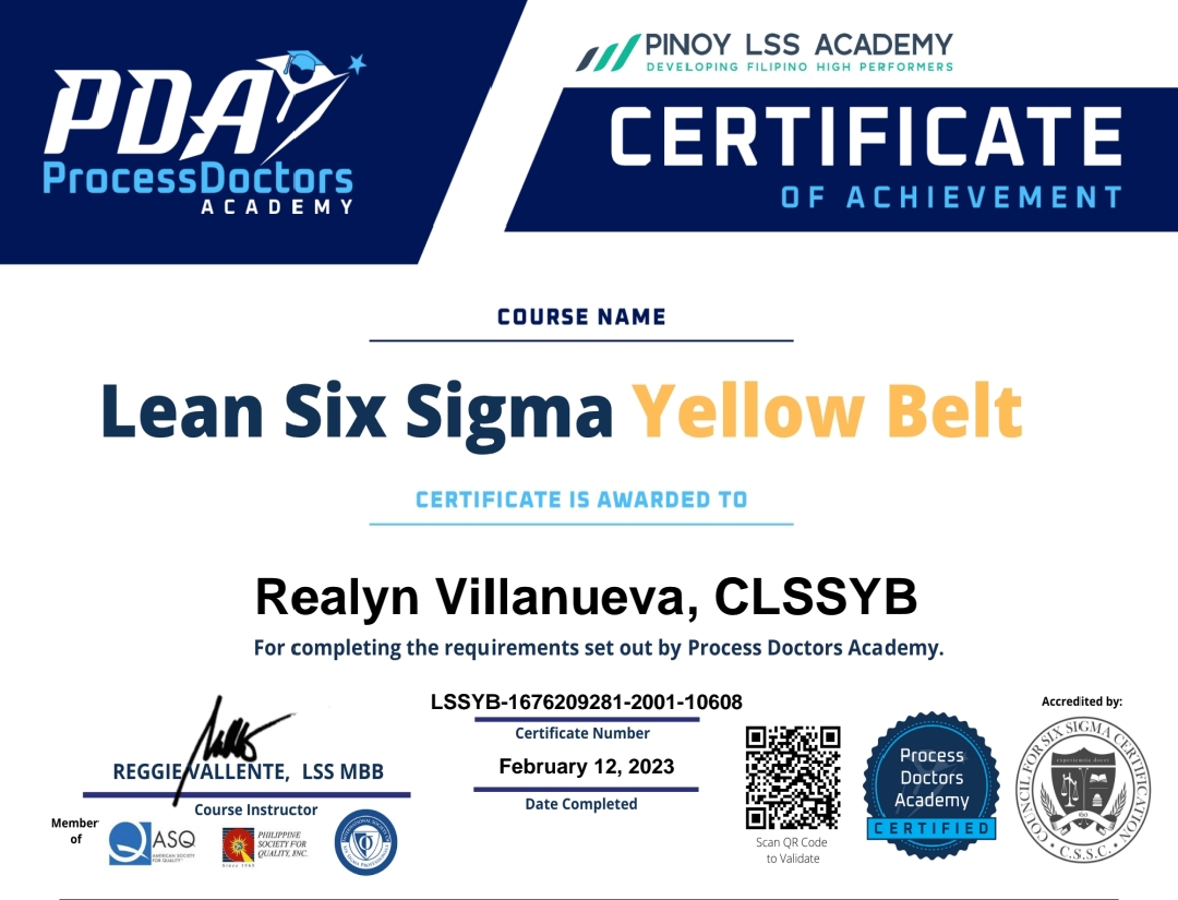 Lean Six Sigma Yellow Belt