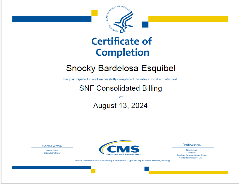 SNF Consolidated Billing cert