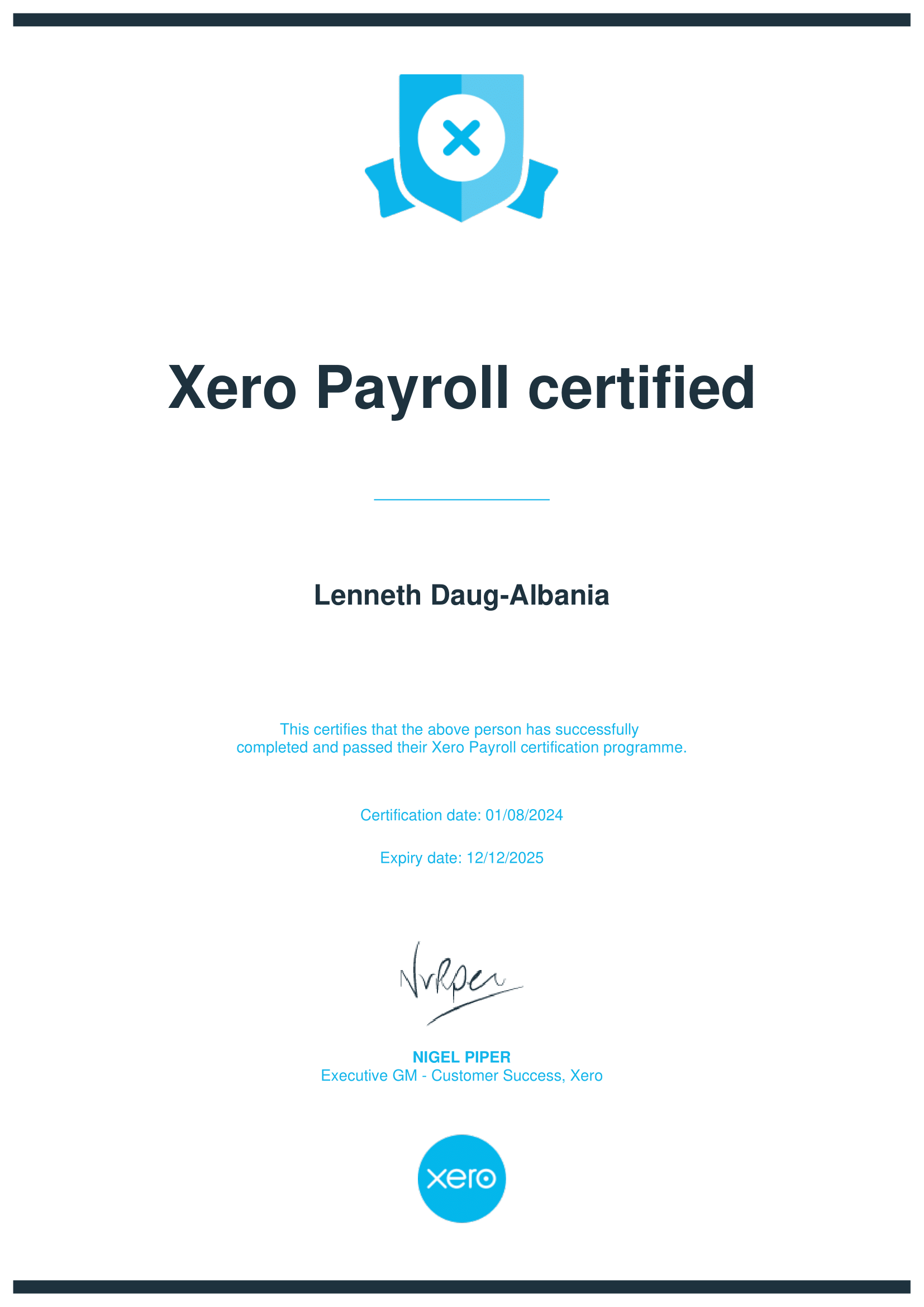 XERO Payroll Certified