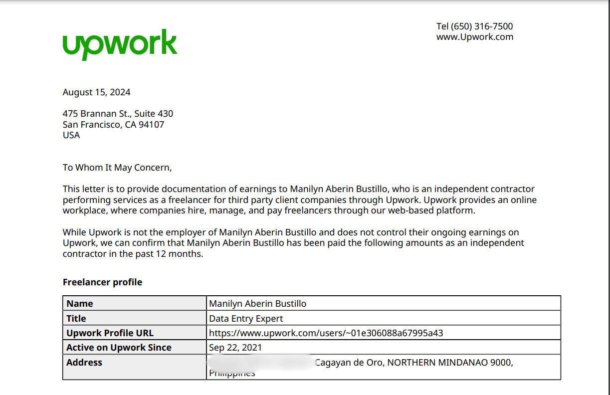 Certificate of Earnings as VA