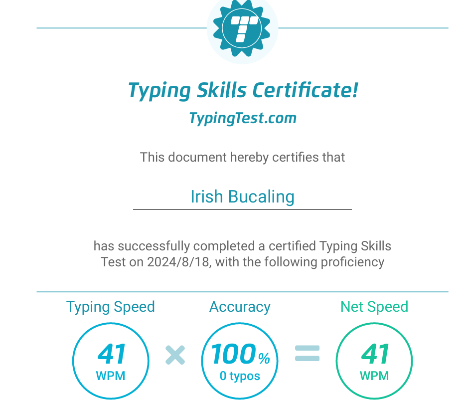 Typing Test Certificate