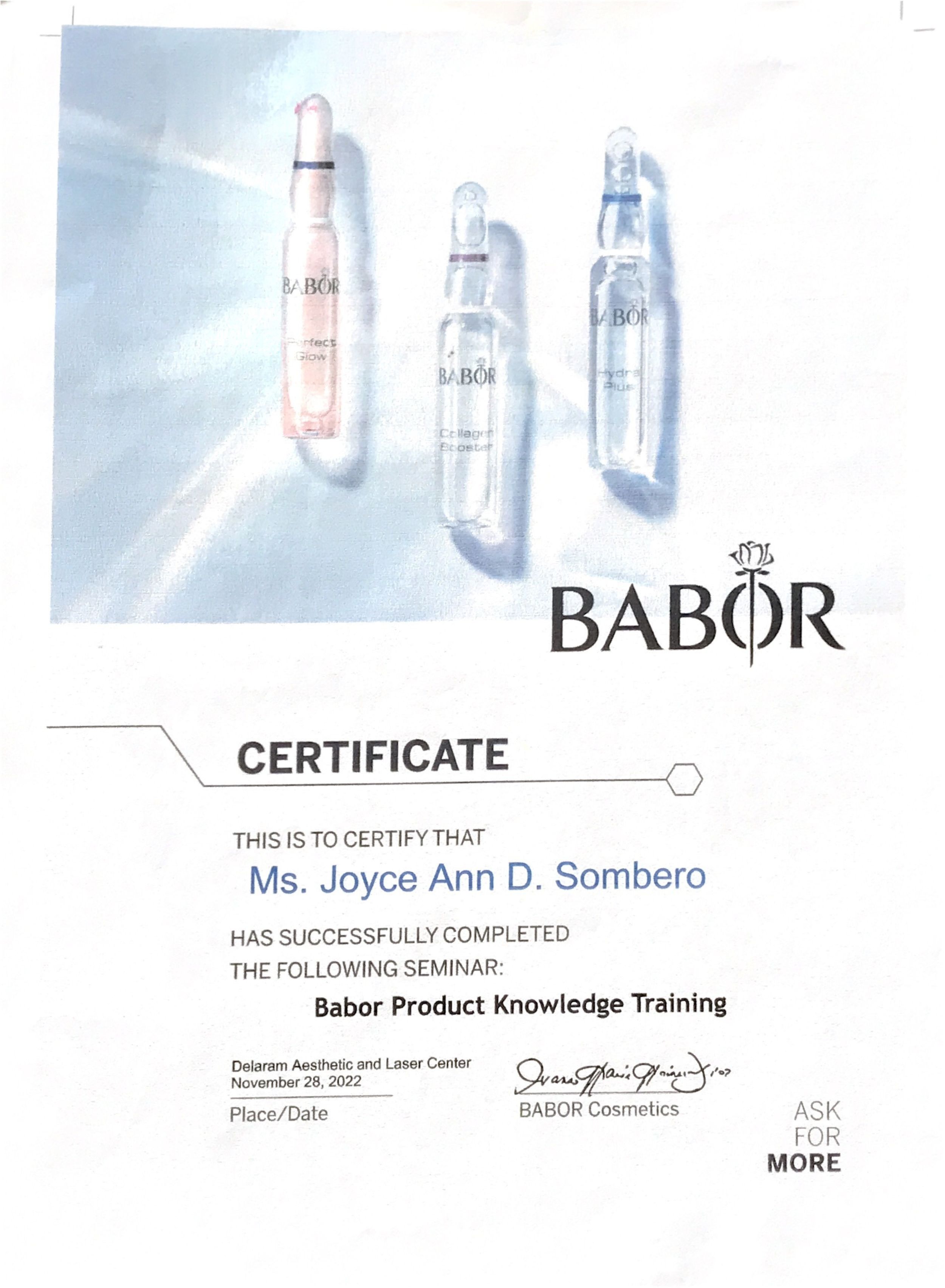 BABOR Product Knowledge Certificate