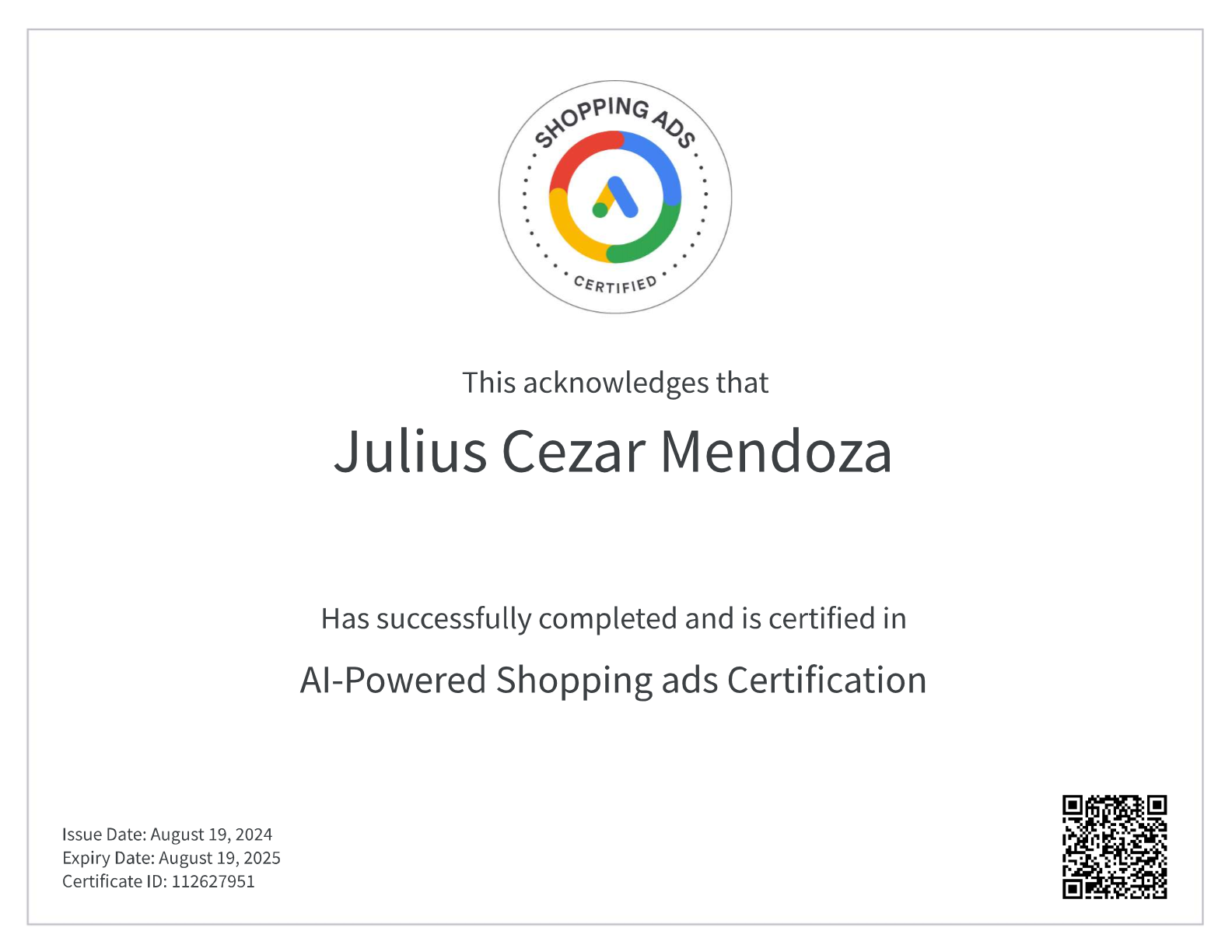 GOOGLE SHOPPING ADS CERTIFICATE