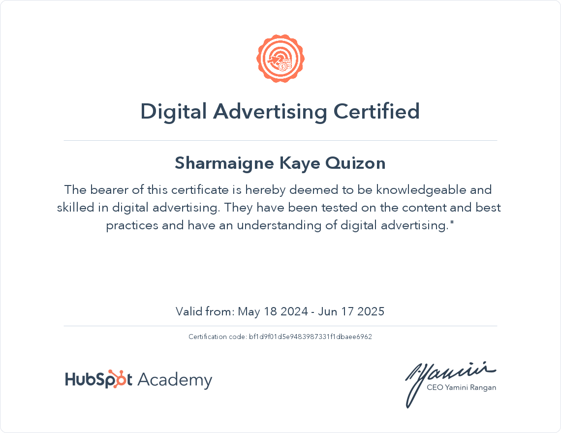 Digital Advertising Certification - HubSpot  Academy