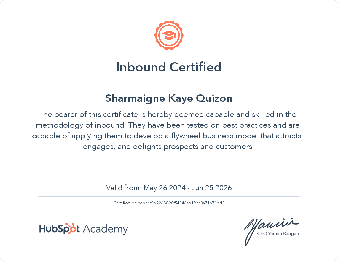 Inbound Methodology Certification - HubSpot Academy