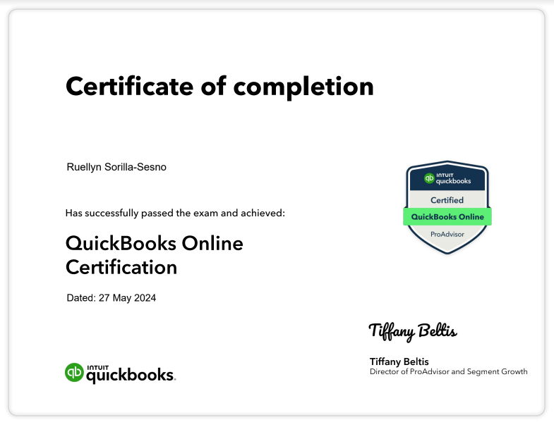 QuickBooks Online ProAdvisor Certificate