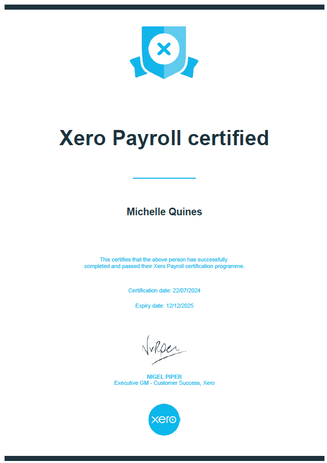 XERO Paryoll Certified