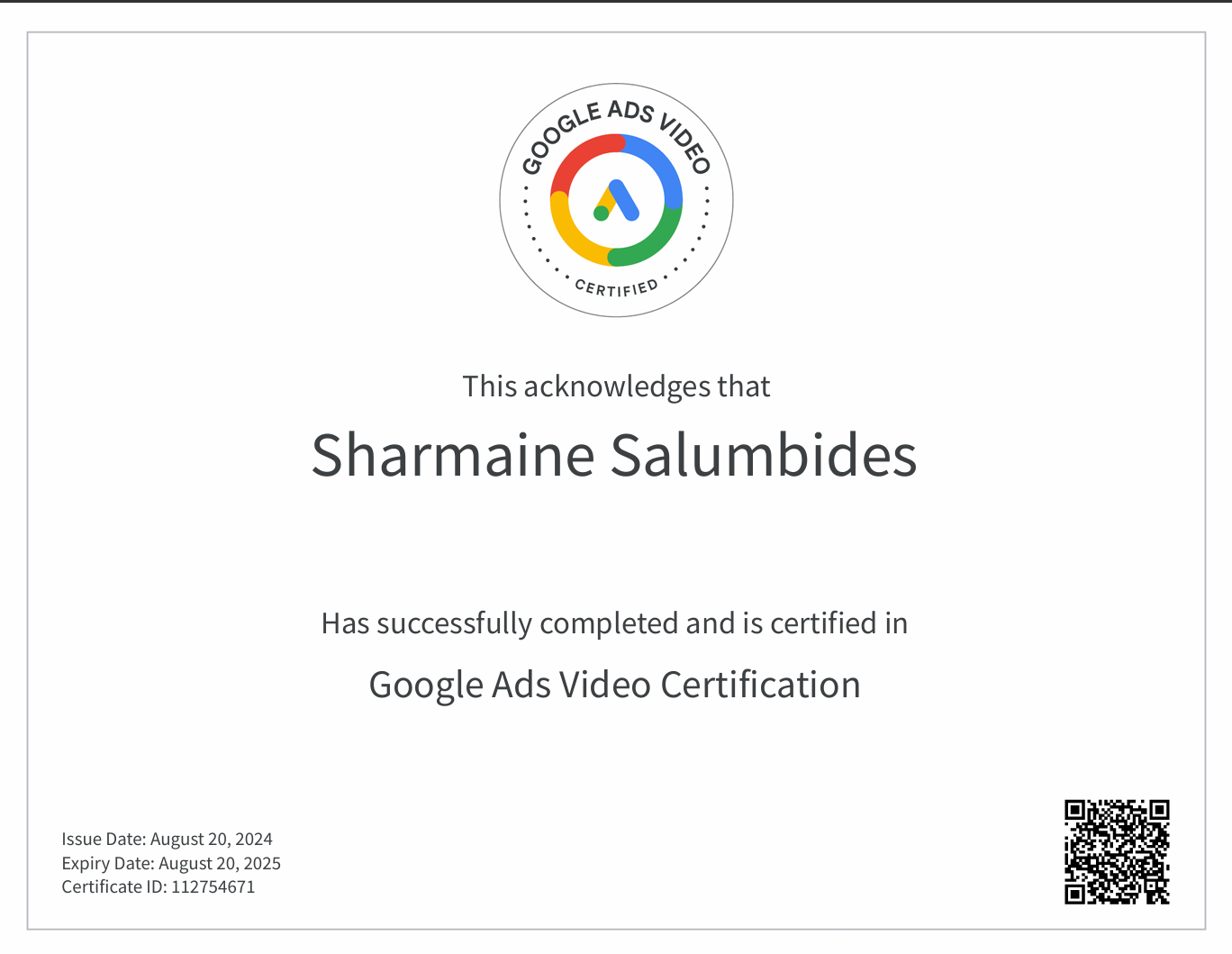 Google Ads Video Certification