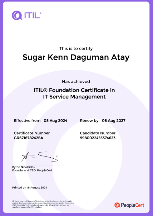 ITIL 4 Foundation Certificate