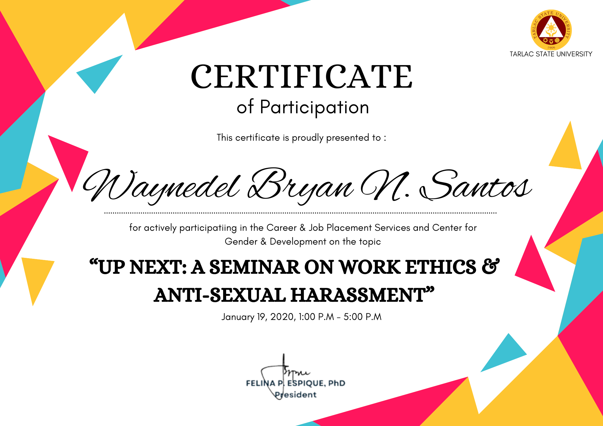 Up Next: A Seminar On Work Ethics & Anti-sexual Harrassment