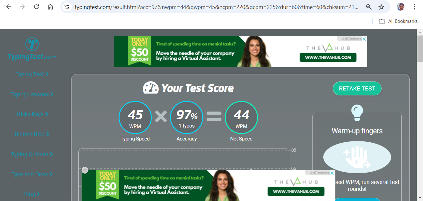 Typing Test Result