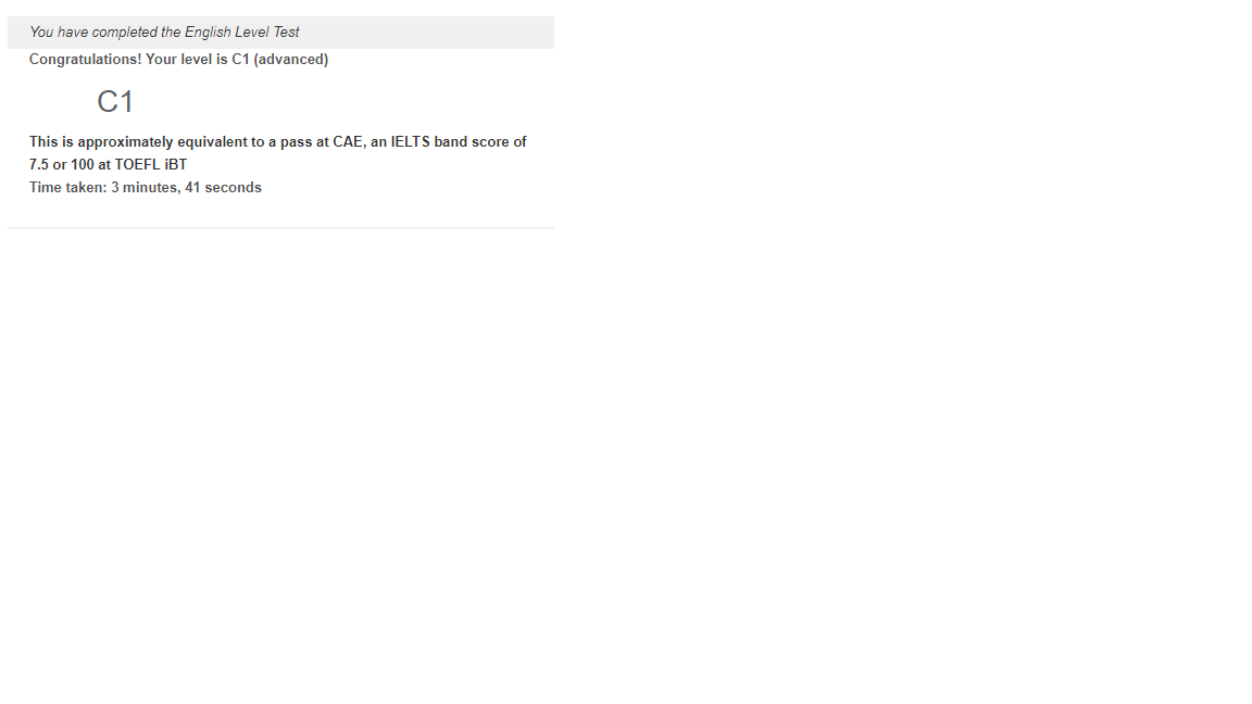 English Exam Result
