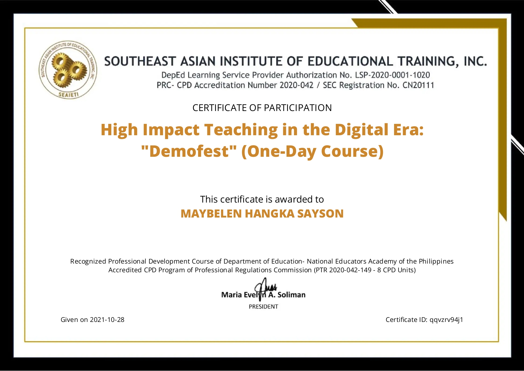 High Impact Teaching in the Digital Era: Demofest