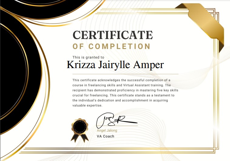 Virtual Assistant Course Certificate