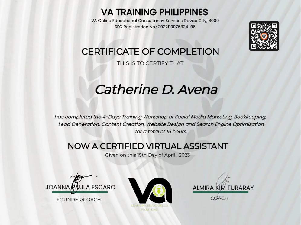 Virtual Assitant Certificate