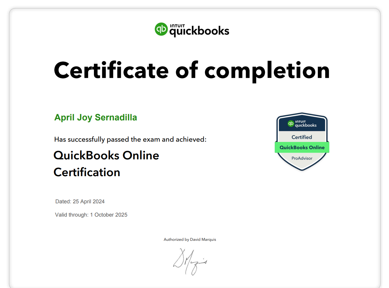 Quickbooks Online Certification