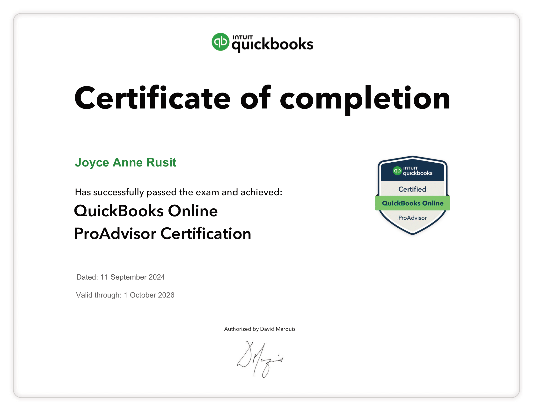 Quickbooks Online ProAdvisor