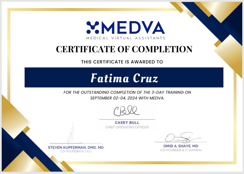 MEDVA Training Certificate