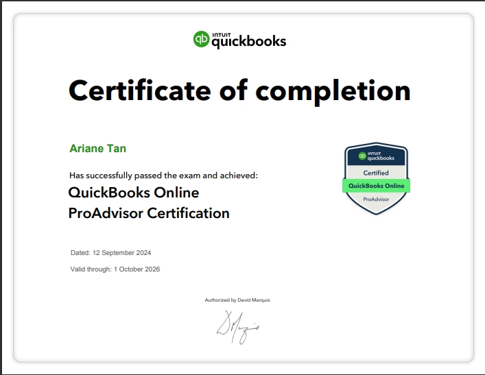 QuickBooks Online ProAdvisor Certificate