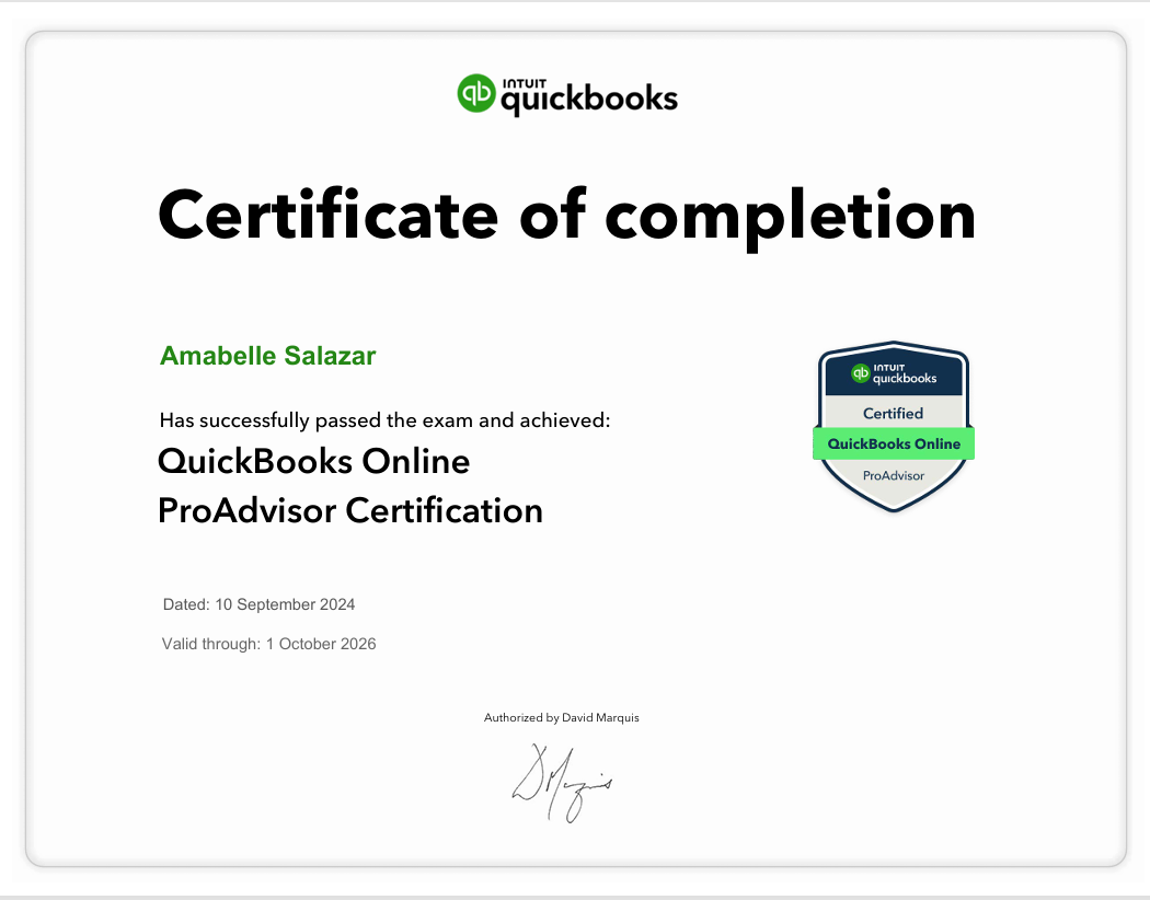 QUICKBOOKS ONLINE PRO ADVISOR